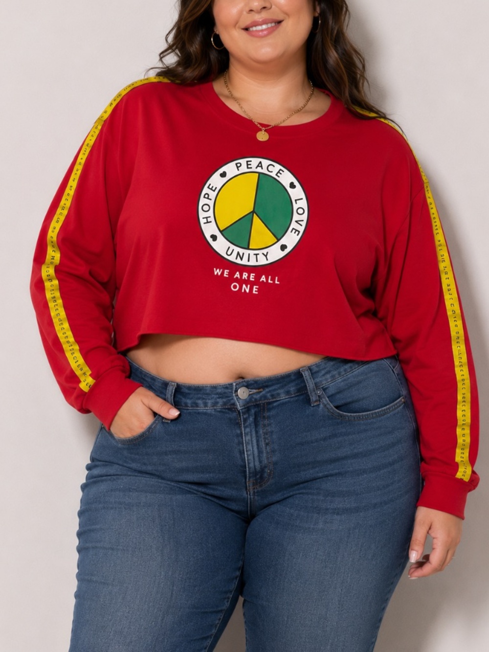 Mighty Fine T-Shirt Womens Size XXL Red Long Sleeve "We are all One"